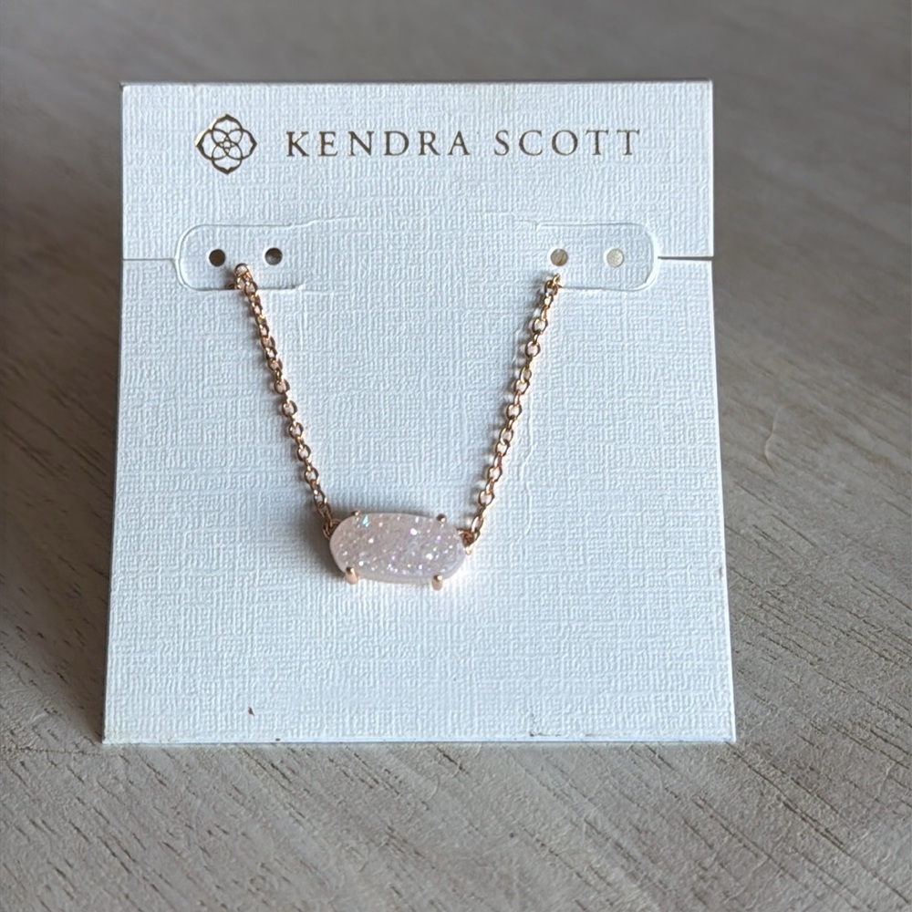 Kendra Scott Ever Rose Gold Pendant Necklace In Iridescent Drusy